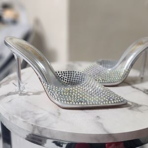 Clear glittler heels